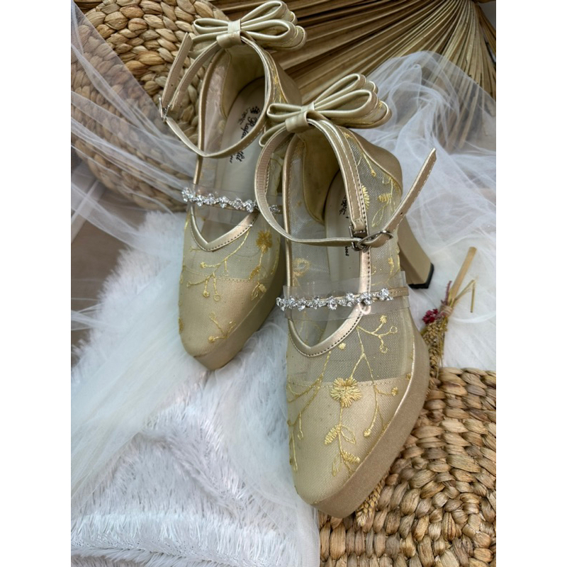 sepatu wanita Vilea gold 10cm platform