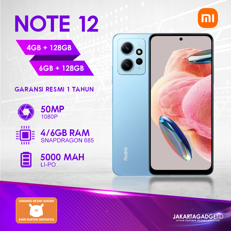 Redmi Note 12 [4G] 4GB+128GB 6GB+128GB Garansi Resmi Xiaomi 1 Tahun