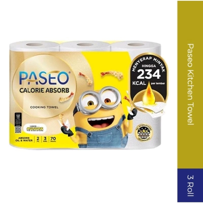 Tissue paseo dapur kitchen towel isi 3 roll / bungkus 70s Tisu Paseo Calorie