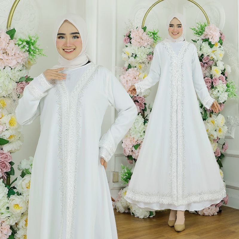 gamis abaya turkey buka pintu renda bw