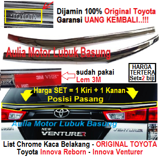 List Chrome Kaca Belakang Original Toyota Innova Reborn Venturer 2016 2017 2018 2019 2020 2021 2022