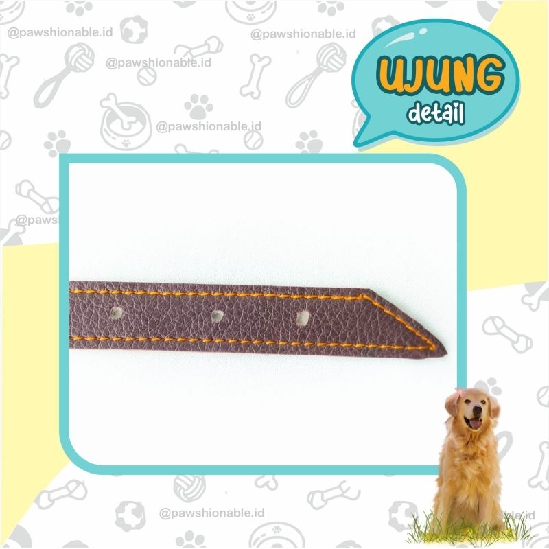 K47 - Kalung Custom Nama Kucing Anjing Ringan Kuat PU Leather