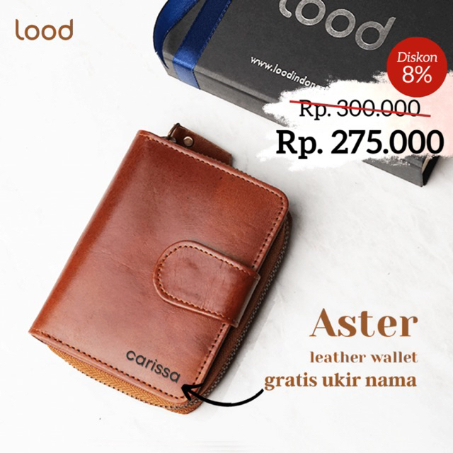 DOMPET KULIT WANITA ASLI ORIGINAL 100% ASTER WALLET - GRATIS UKIR NAMA
