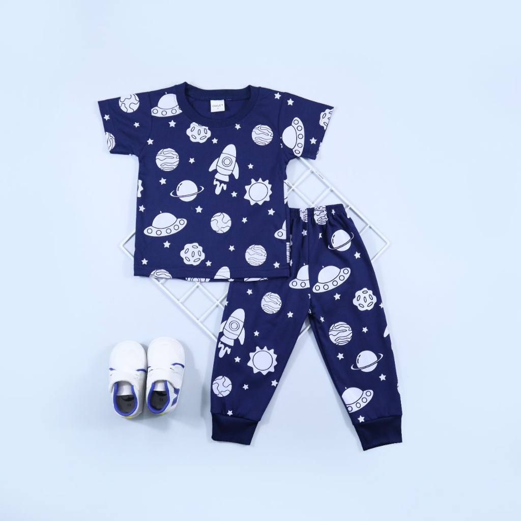 Owlet - setelan anak laki laki banyak gambar / kaos anak laki laki / piyama anak laki