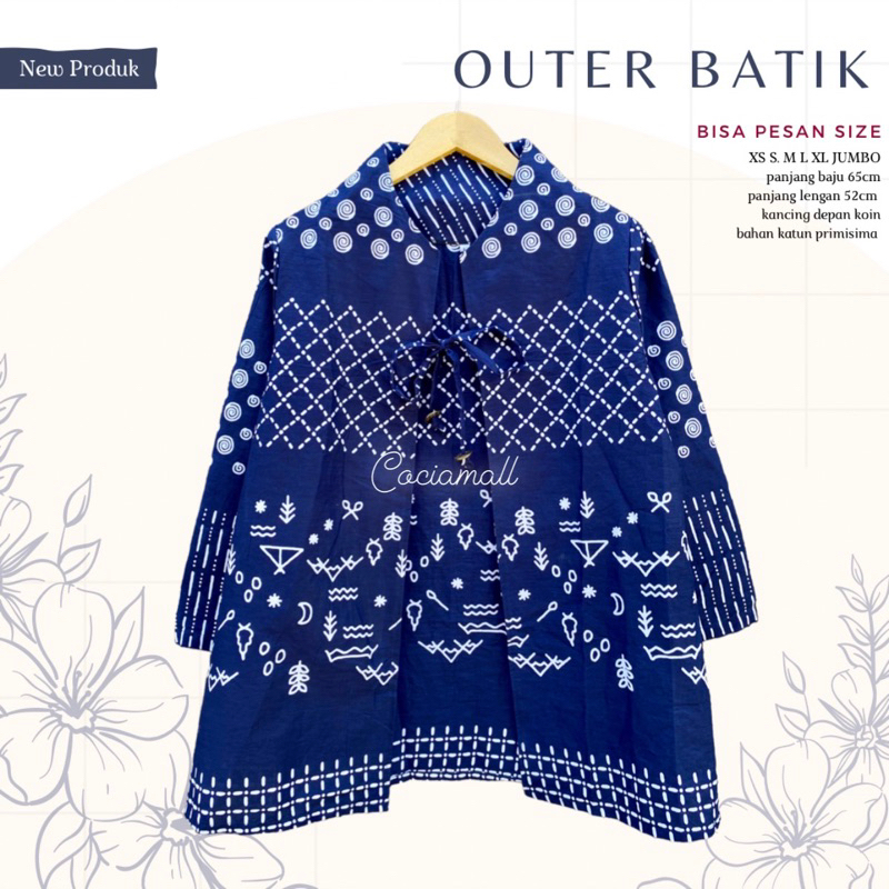 Outer Bolero Batik Modern Jumbo Wanita Kerja Lengan Panjang Bahan Katun Halus Solo