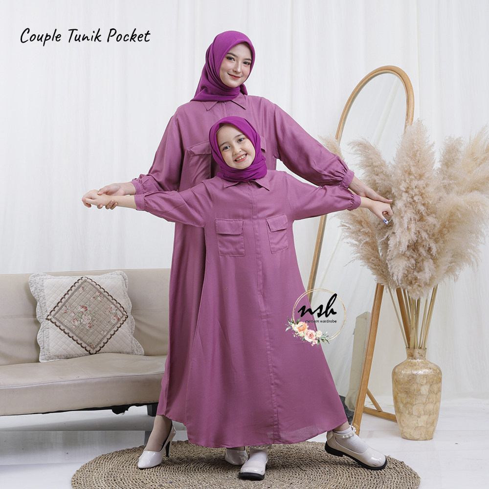 [𝓷𝓼𝓸]Baju Couple Ibu dan Anak POCKET TUNIK | Couple Ibu dan Anak | Couple Ibu dan Anak Tunik Kerah K