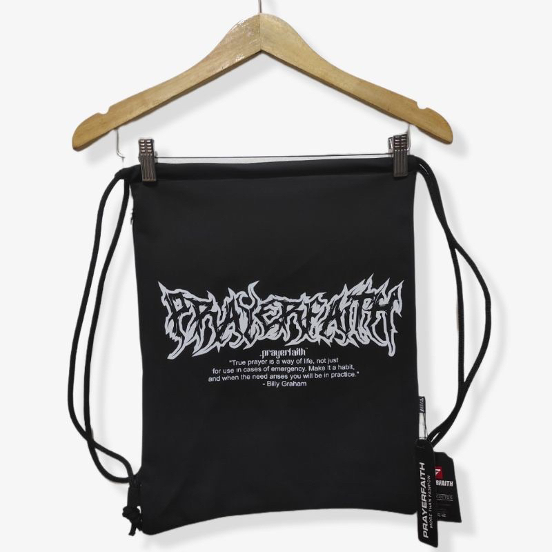 Rofad Store - Tas Serut Metal Hitam Waterproof - Tas Sekolah Murah - Totebag kanvas - Tas Serbaguna Unisex