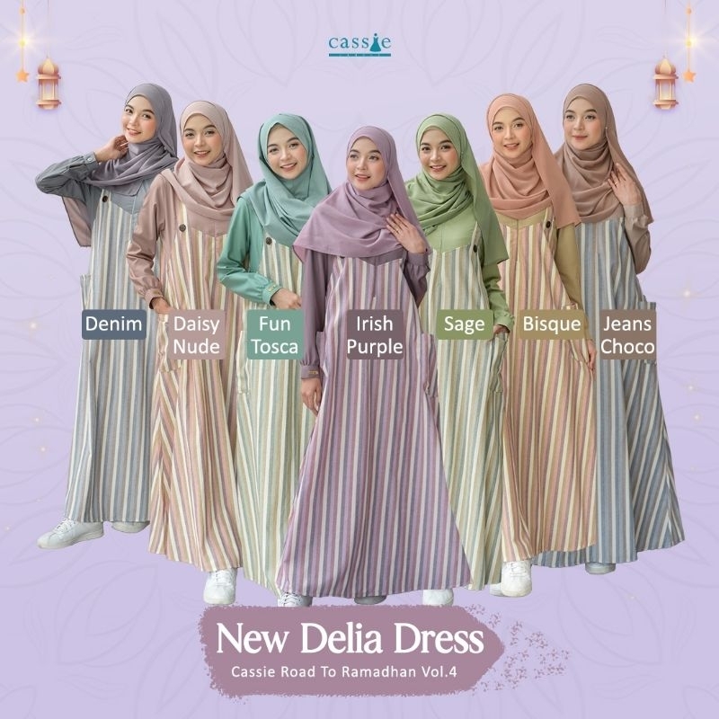 NEW DELIA DRESS BY CASSIE | GAMIS GARIS VERTIKAL [GAMIS ONLY] | GAMIS GREEN SAGE | GAMIS PURPLE | GA