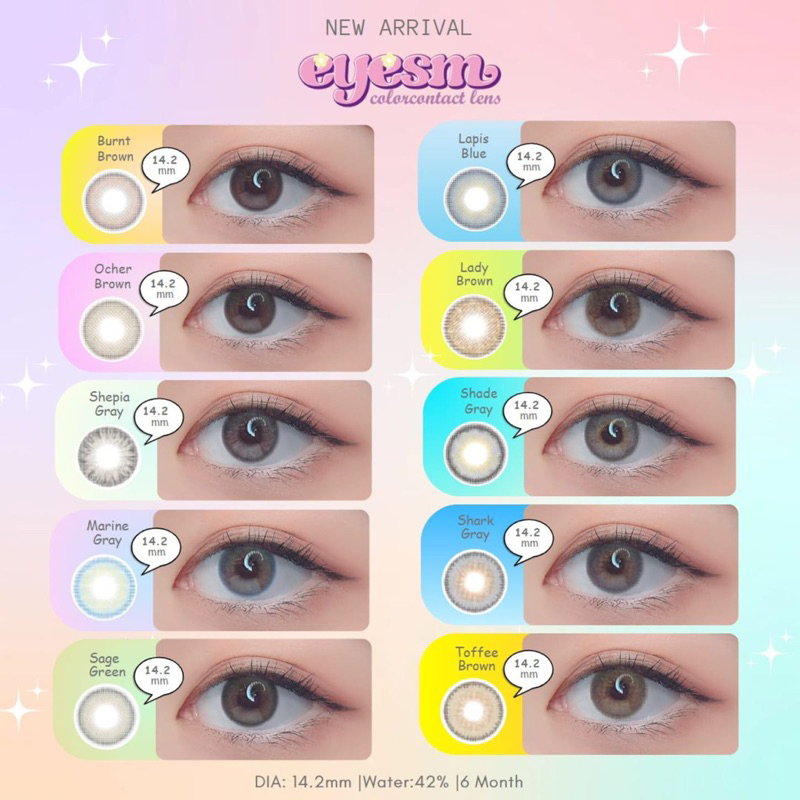 EYESM Korean Softlens Gray / Brown / Blue / Green / Abu / Coklat / Biru / Hijau Normal Minus