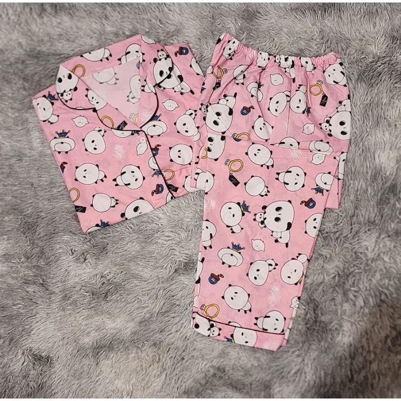 Setelan Baju Tidur Motif Panda Gemoy Piyama Wanita Cewek Kekinian