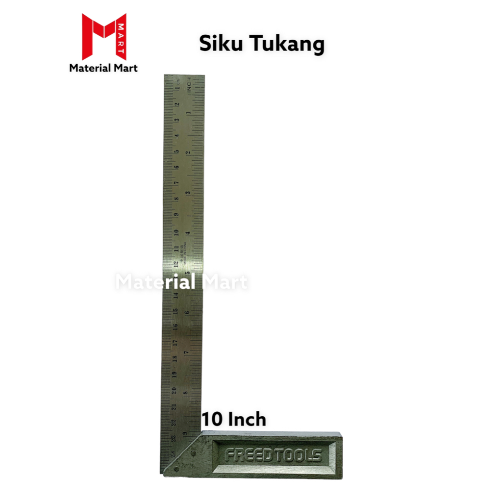 Penggaris Ukur Sudut 10&quot; | Siku Tukang 12&quot; | Alat Ukur Meteran Pasekon 10 Inch | Siku Tukang 12 Inch | Material Mart