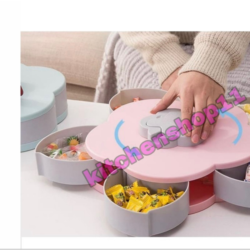 flower rotary candy box / toples putar bunga / toples kacang permen warna