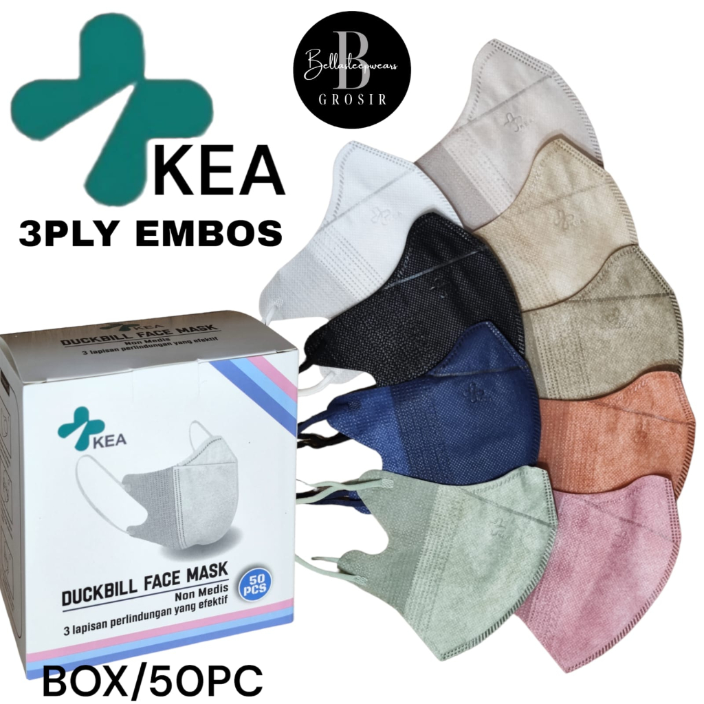 3PLY / 4PLY DUCKBILL KEA EMBOS GARIS- MASKER DUCKBILL 4PLY EMBOS KEA KEMENKES