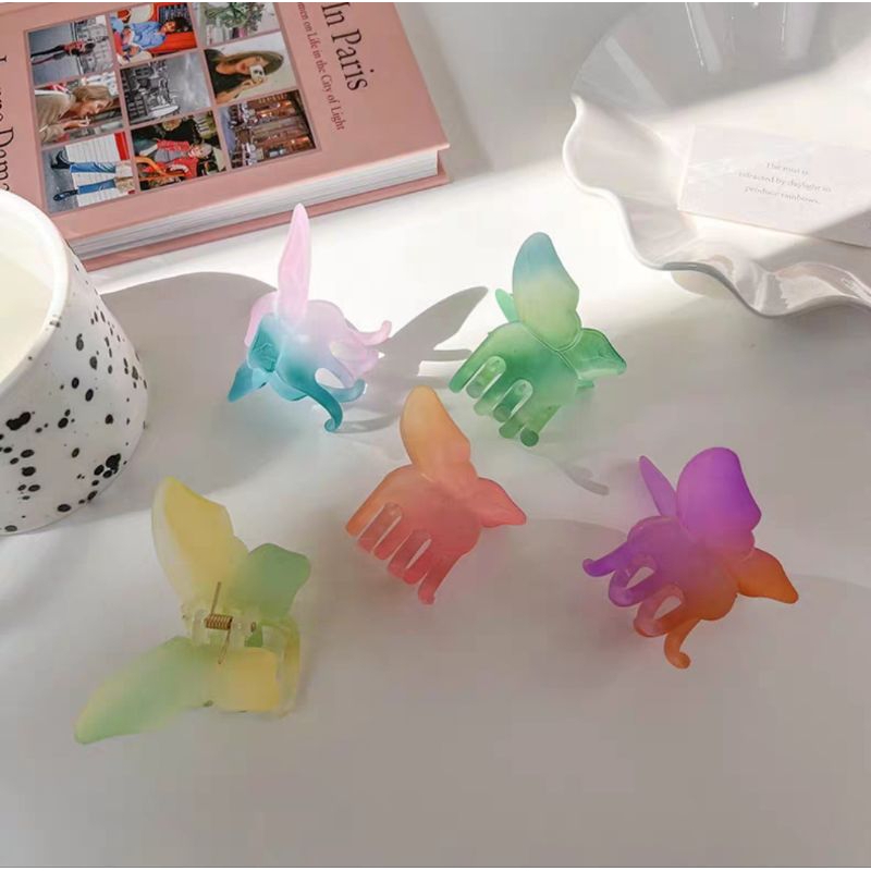 Jepit Rambut Korea Transparan Kupu Kupu 3.6cm Jedai Doff Kupu Mini Jepitan Rambut Matte Butterfly Hair Claw Clips