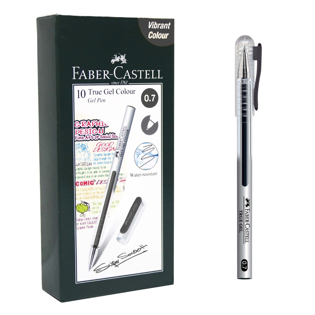 10pcs Faber Castell True Gel Pen Black Ink 0.7mm Tinta Tahan Air Waterproof