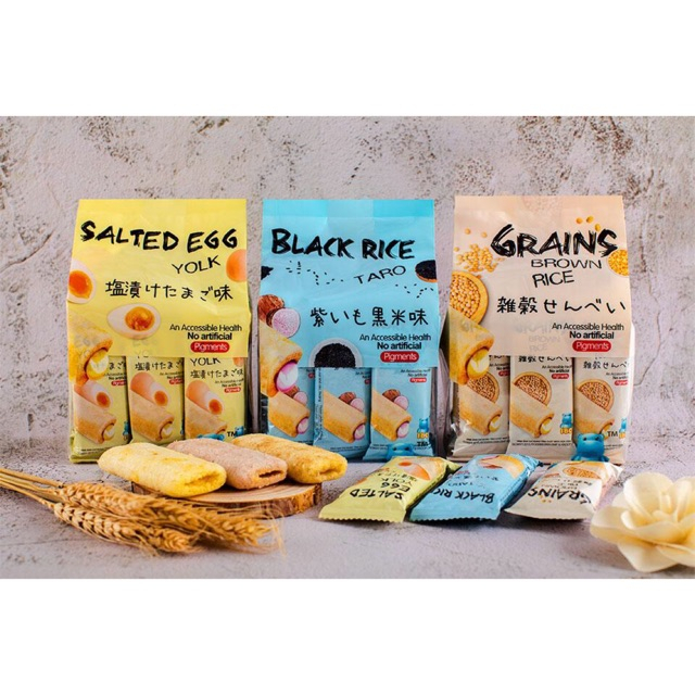 I.B.O Rice Crackers / Black Rice Snack / Grains rice / salted egg 150g