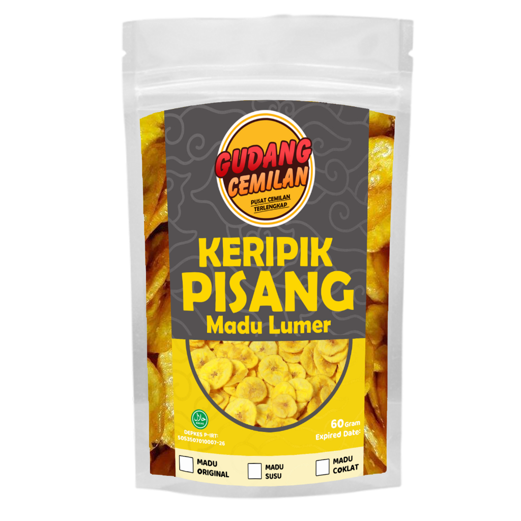 

(HALAL, PIRT) 60 GRAM, KERIPIK PISANG MADU ANEKA RASA, KERIPIK PISANG COKLAT, KRIPIK PISANG MADU COKLAT