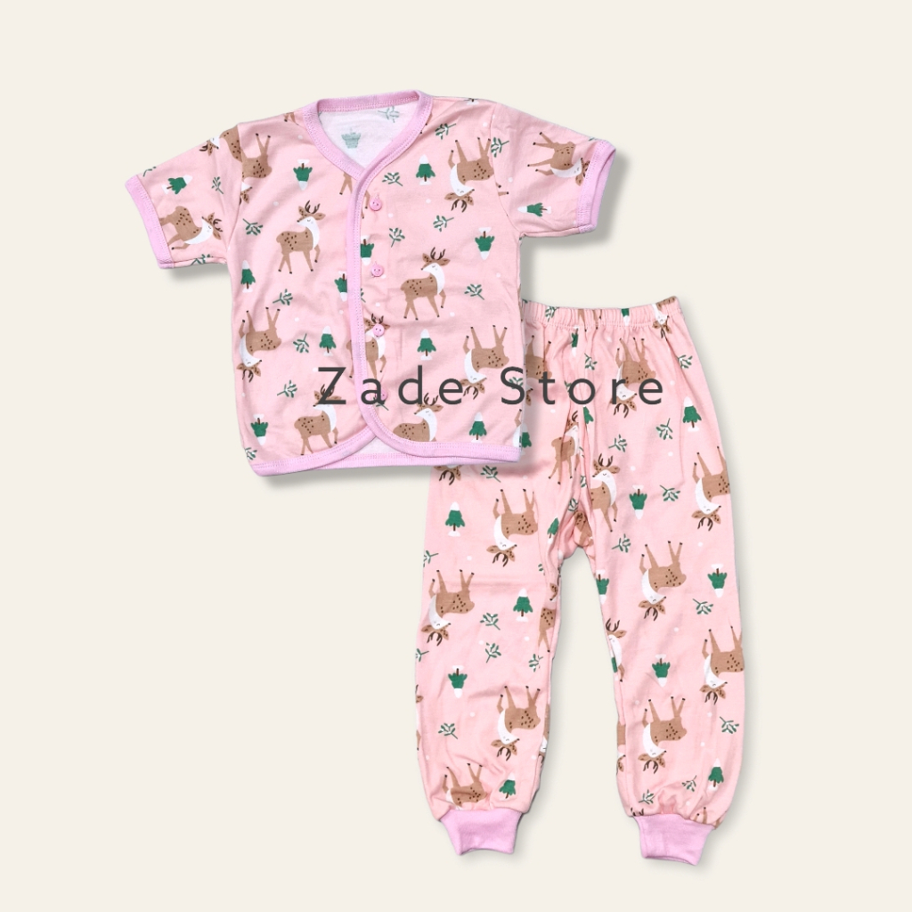 Setelan piyama bayi lengan Panjang Pendek SNI Little Owl one set baju bayi newborn celana panjang baju kancing