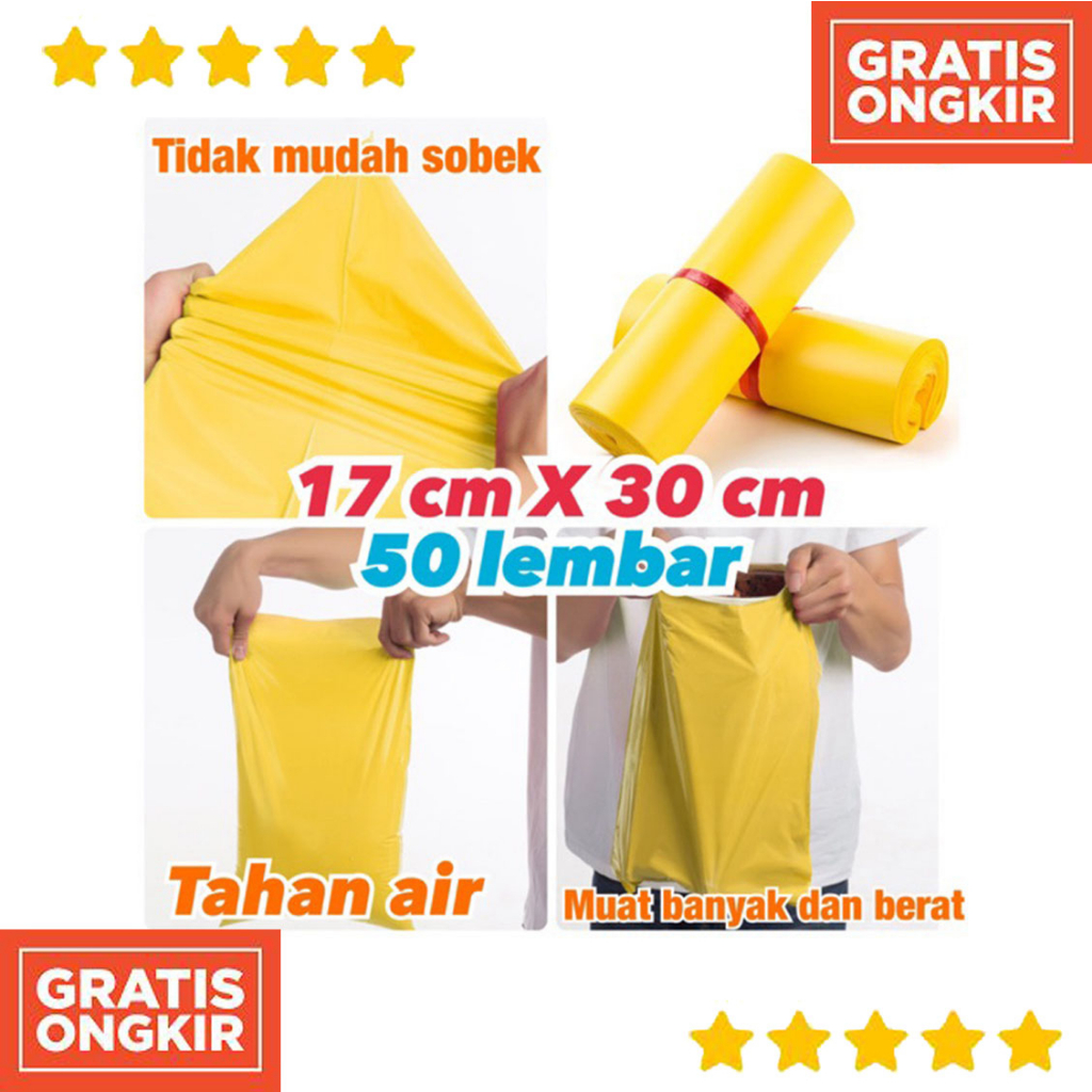 

[JAGOPACK] polymailer 17x30cm isi 50 - Plastik packing dengan lem - plastik packing 17x30cm isi 50 Lembar