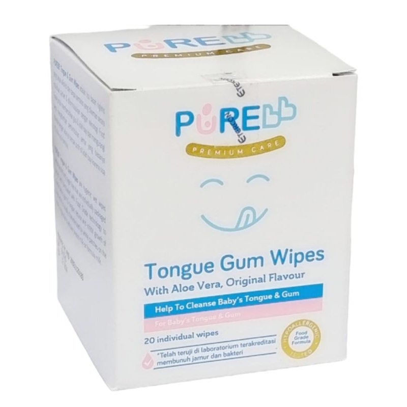 Purebb tongue gum wipes / tisu basah pembersih lidah dan gusi baby isi 20 lembar