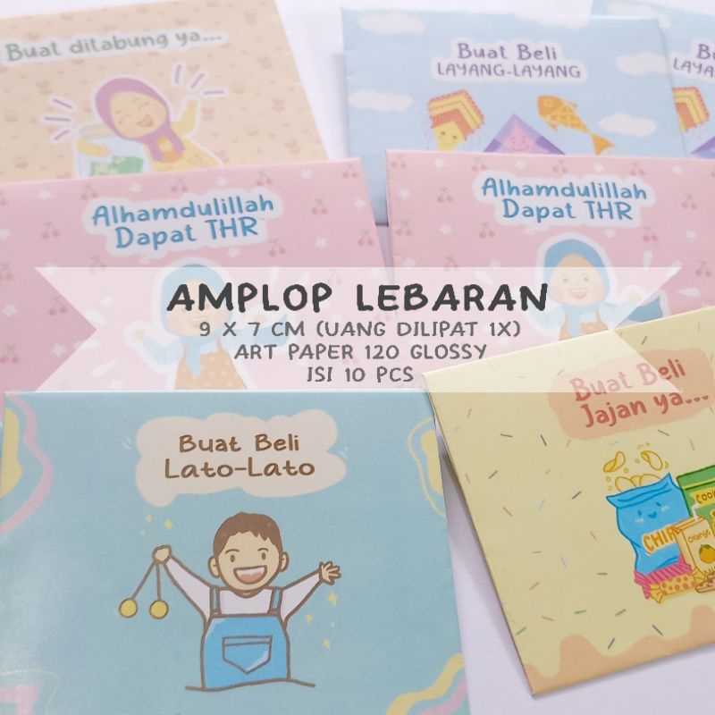 

Amplop Lebaran lucu warna pastel / Amplop Idul Fitri ( isi 10 pcs )