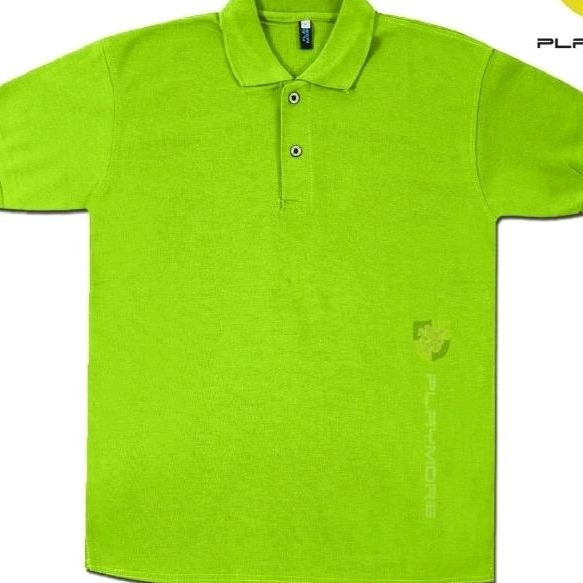 KAOS POLO HIJAU PUCUK STABILO - POLO SHIRT KAOS KRAH
