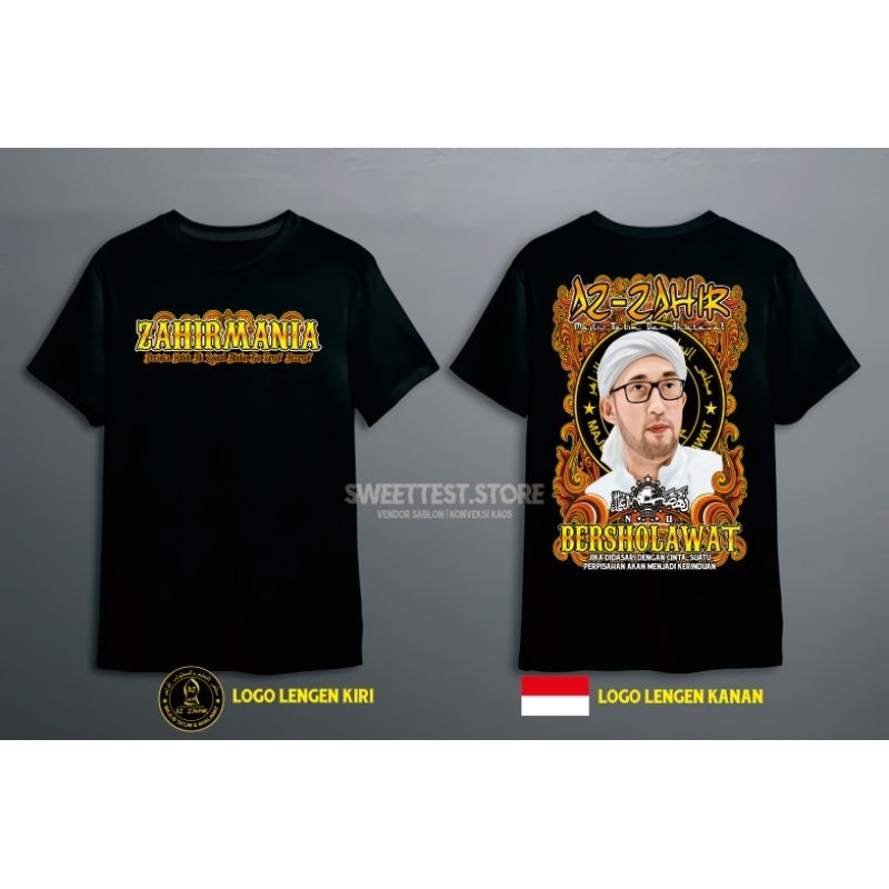 REAL PICT  KAOS AZ ZAHIR SABLON DTF FULL A3, KAOS SYEKHERMANIA MURAH, KAOS SHOLAWAT, FREE STICKER