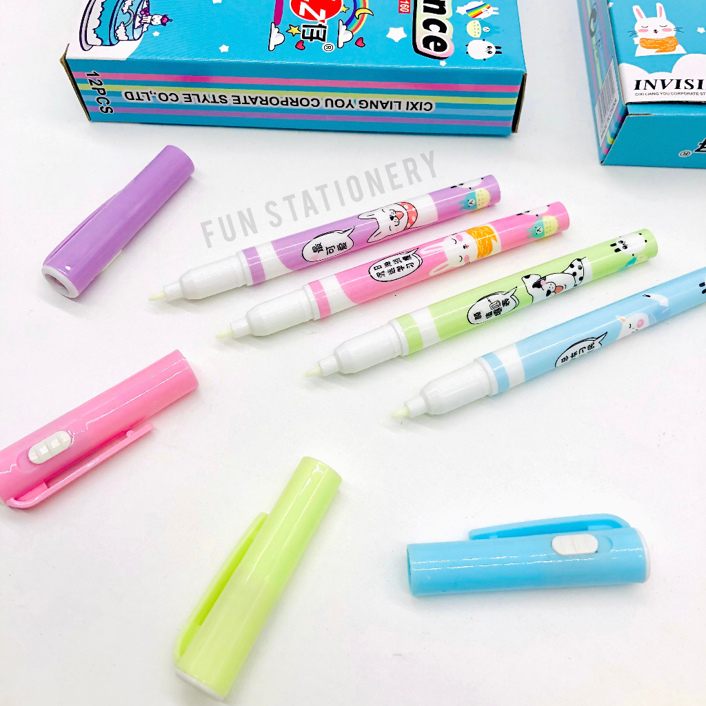 (12 PCS) INVISIBLE PEN UV LIGHT / PULPEN MAGIC CONTEK / BOLPEN AJAIB