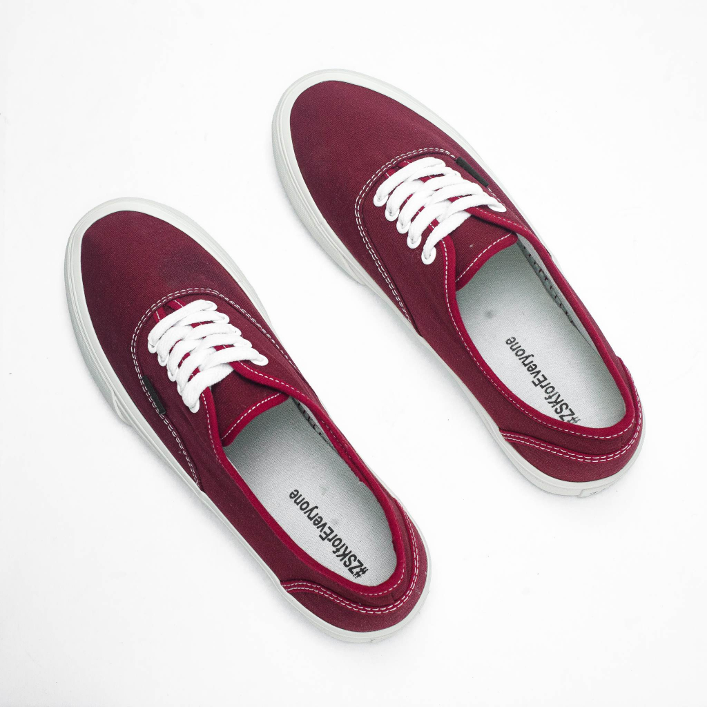 Zasaka - Sepatu Autentic Maroon Sneakers Casual Pria Wanita