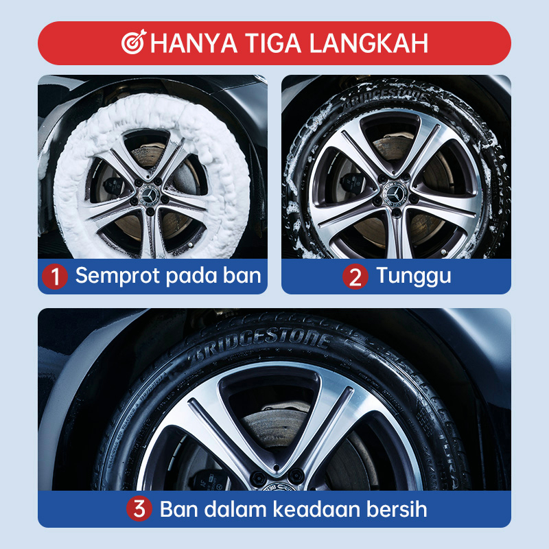 Glodway Semir Ban/Pengilap Ban Foam/Semir Ban Motor/Pembersih Ban Mobil dan Motor/Perawatan Ban Retak/Tire Polish