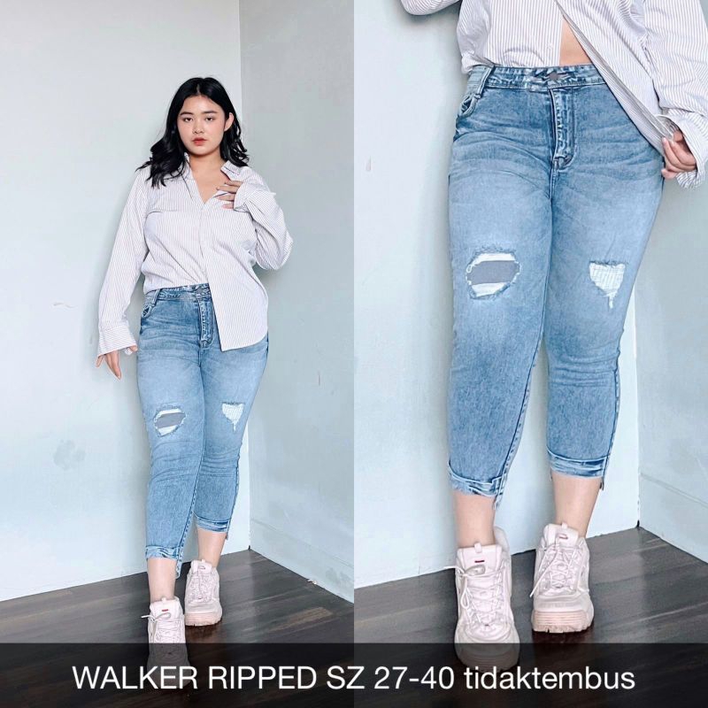 CELANA JEANS WANITA JUMBO 7/9 WALKER RIPPED JEANS