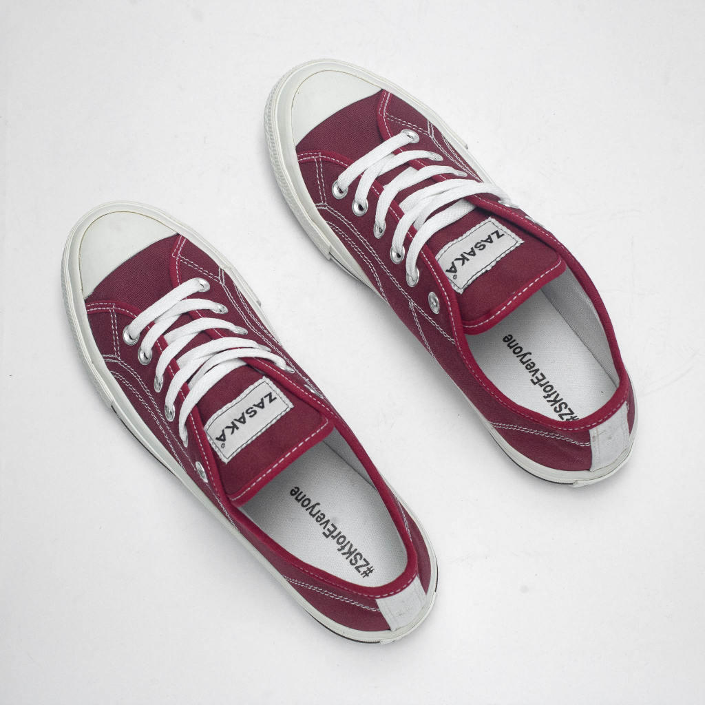 Zasaka - Sepatu Rungkad Maroon Sneakers Casual Pria Wanita