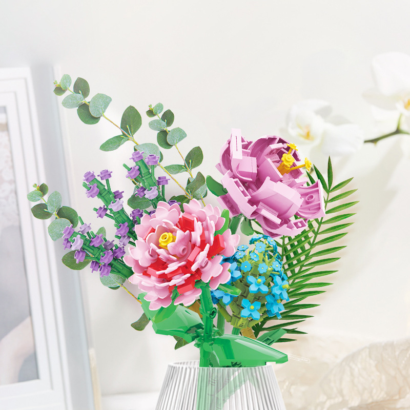 Flower Brick Block/flower Mainan Block/Flower Bunga Block/ DIY Bangunan Buket Bunga Immortal Untuk Dekorasi Building Block Flowers Hadian