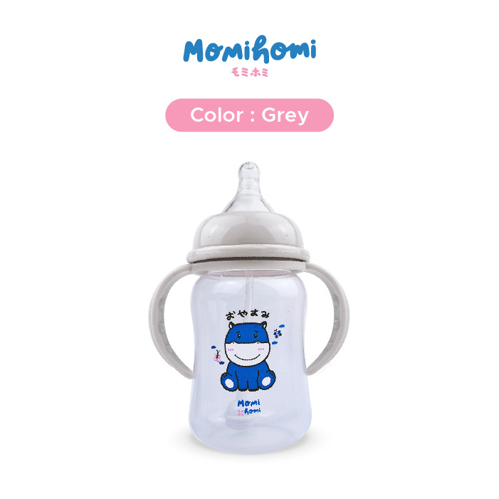 MOMI HOMI Botol Dot Susu Bayi 07 240ml Dan 320ml  Handle Cartoon series BPA-free anti colic Tahan Panas Dot Minum Bayi Anak