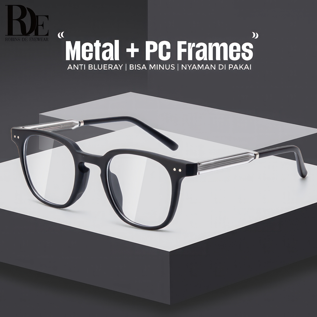 ROBINS Kacamata Minus Kotak Anti Radiasi Komputer Frame Kacamata Photocromic Antiblueray Bluecromic Kacamata Fashion Pria Wanita Kacamata Uv400 Stylish 8344