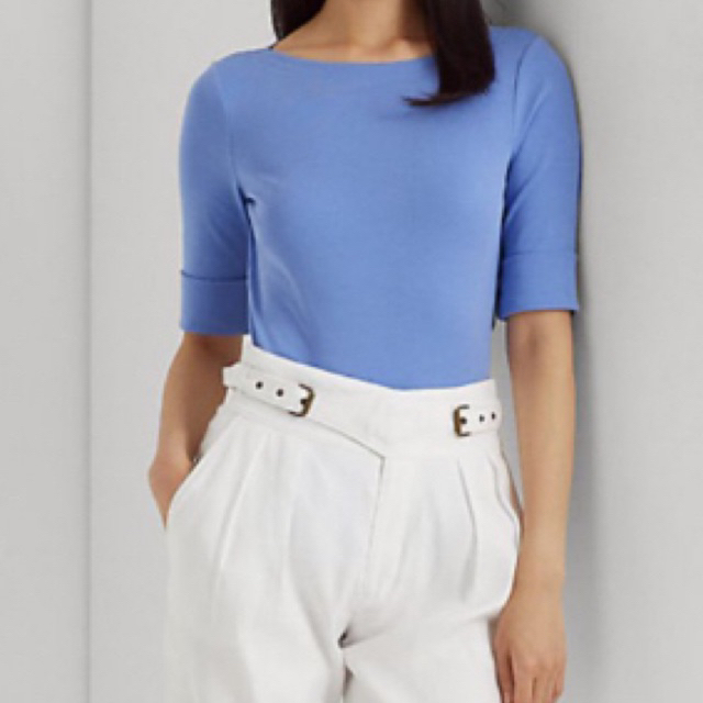 Ralph Lauren Stretch Cotton Boatneck Top