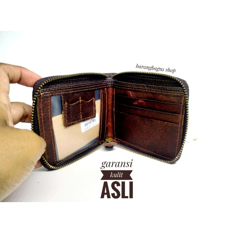 Dompet Import kulit asli pria wanita Levis model Seleting resleting putar