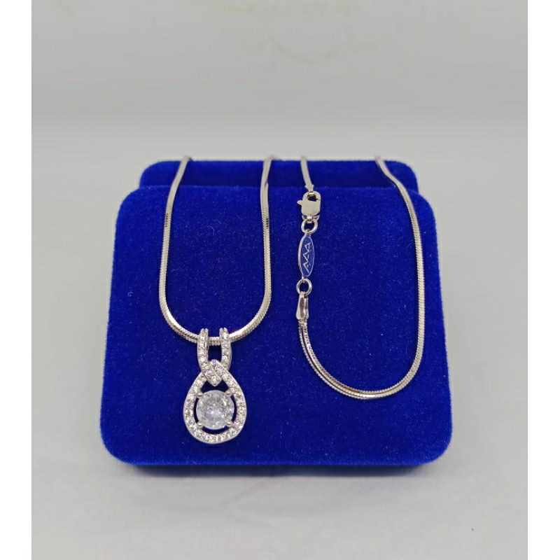 kalung rantai kasandra flexi+liontin oval tusuk mp tears/perak asli silver 925 lapis emas/perhiasan fashion wanita terbaru