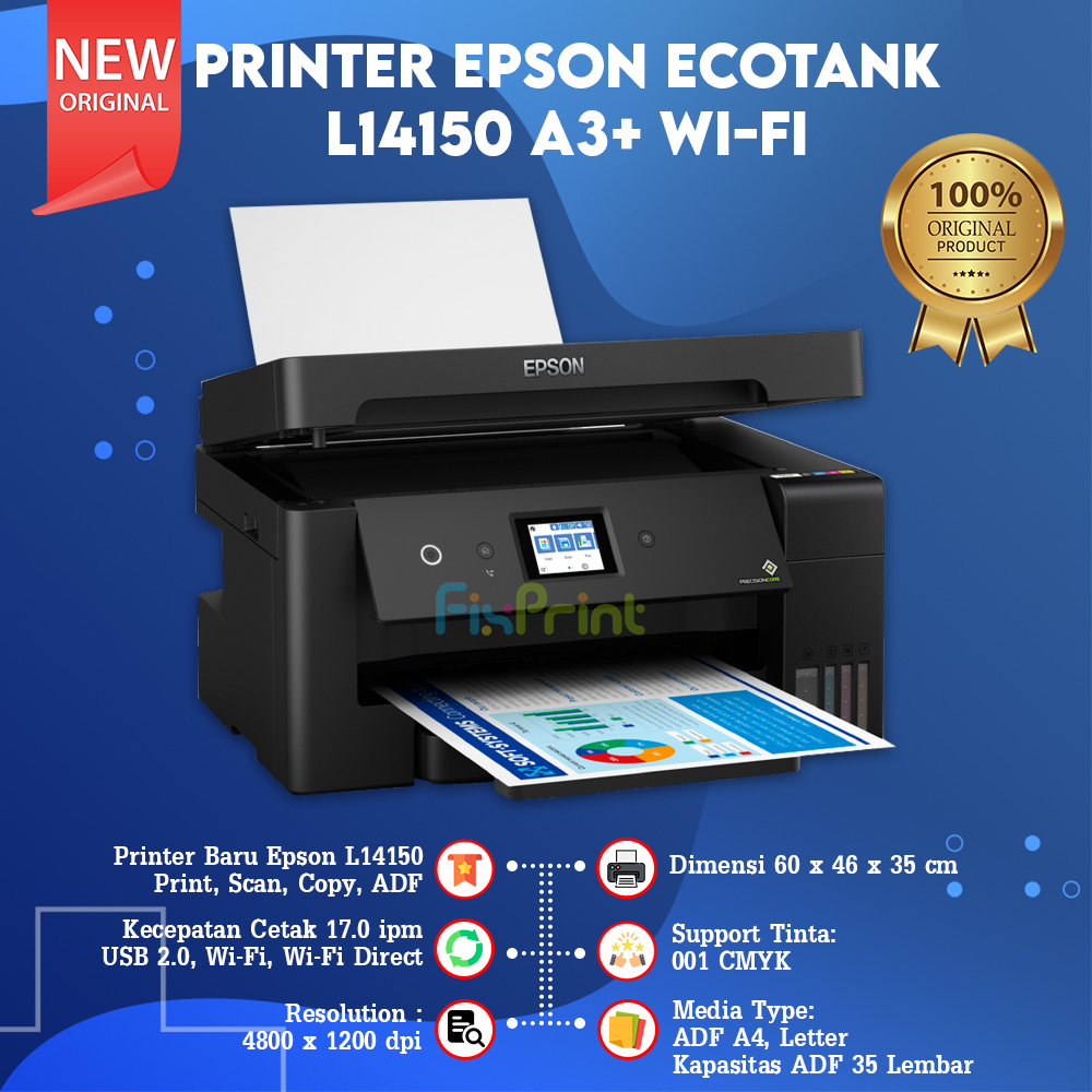 Printer Epson Ink Tank L14150 A3+ Print Scan Copy All-in-One ADF WiFi