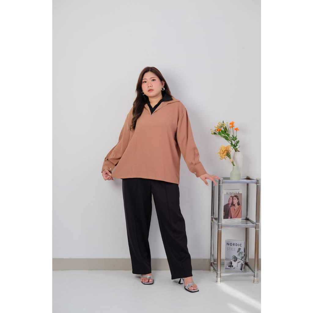 Bigwell Mia Kerah Blouse Atasan Wanita Bigsize Plussize Jumbo