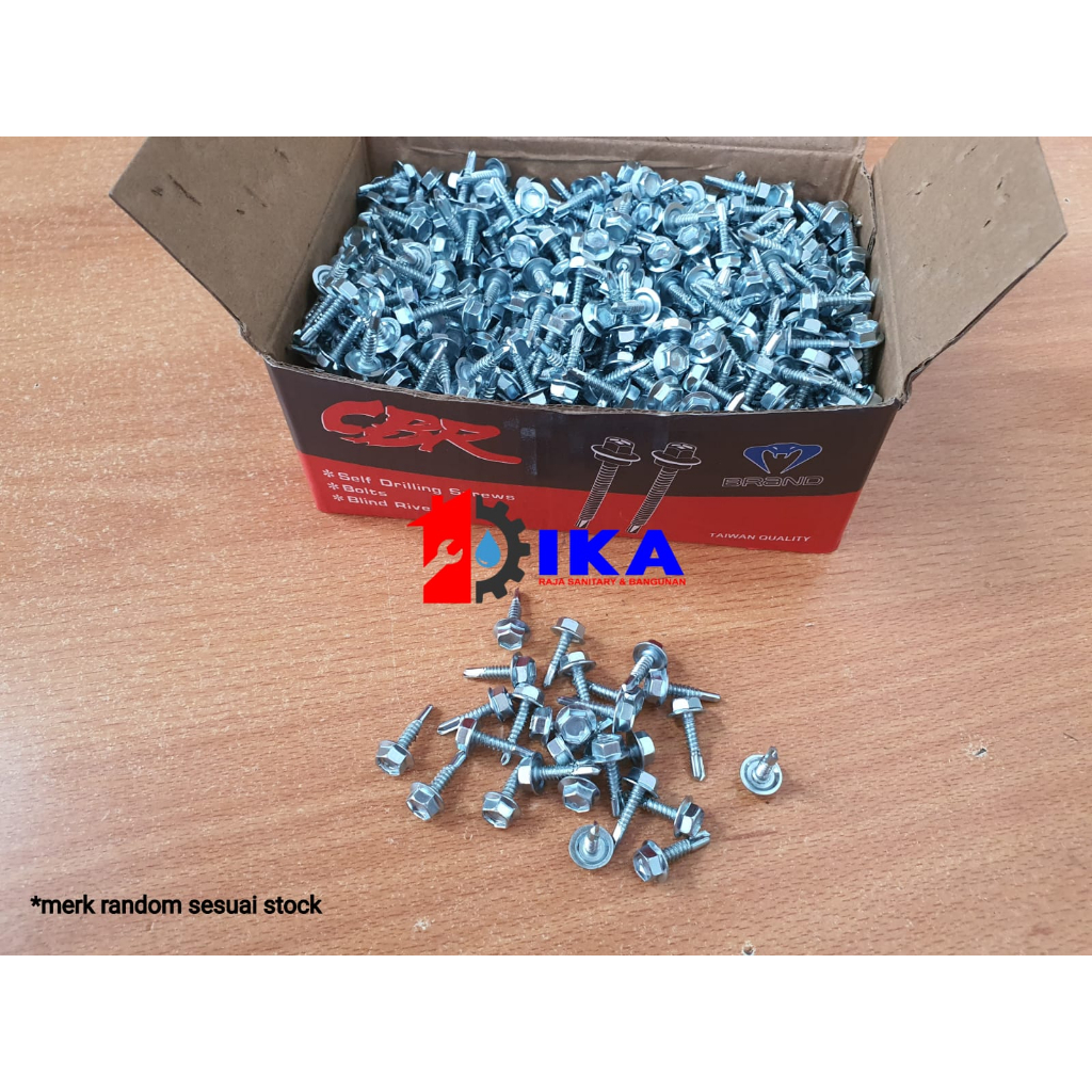 Baut Baja Ringan 10 x 19 MM - 1 Dus - High Quality / Roofing Baut Baja Ringan 10x19 Baut / sekrup / roofing / ruping Baja Ringan (1KTK = 1000PCS)