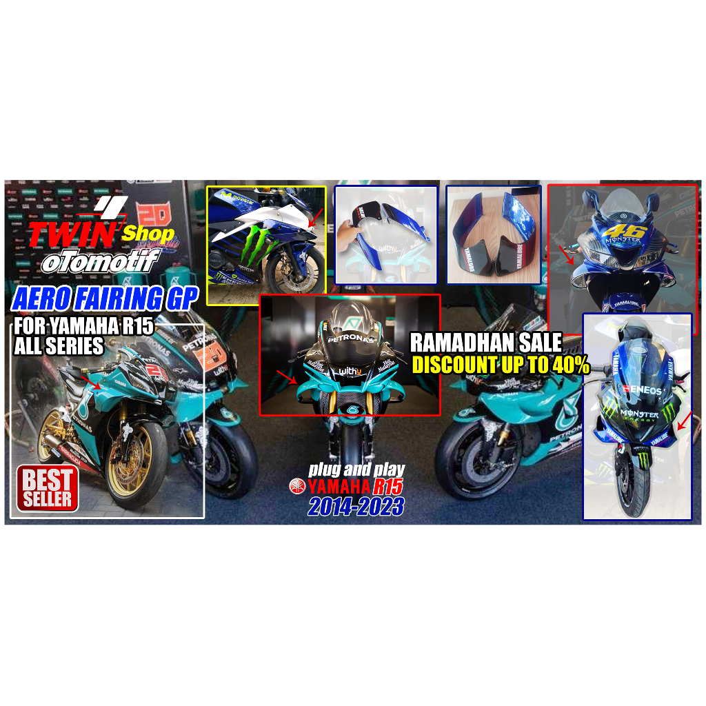 10 PCS PAKET USAHA AERO FAIRING GP R15V3, R15V2, R15V4 ISI 10PCS, WINGLET GP R15, AERO GP R15, AERO 