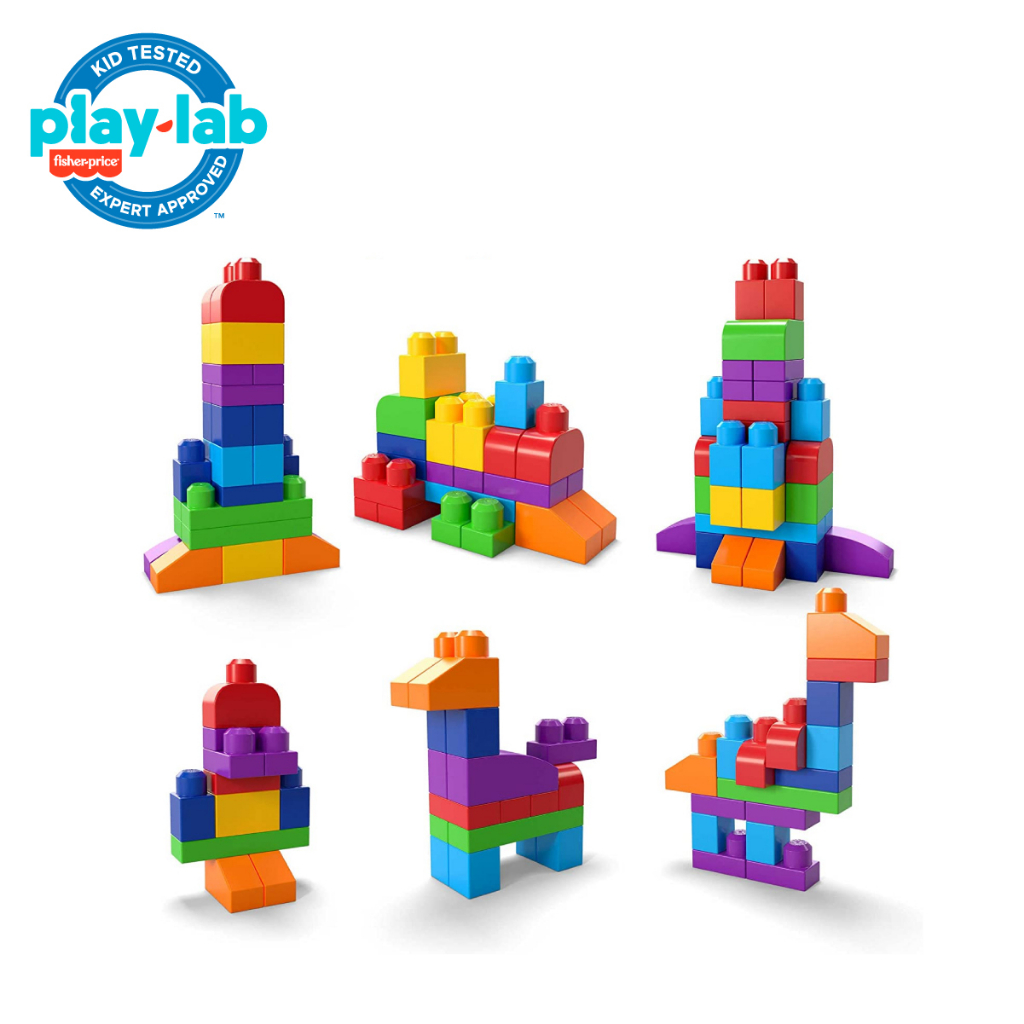 Mega Bloks Big Building Bag (60 pcs) - Mainan Balok Susun Edukasi Anak Balita