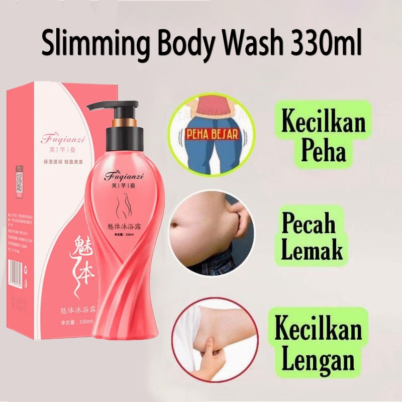 Slimming shower gel Sabun pemutih pelangsing badan Sabun mandi cair parfum Whitening Slimming body wash 330ML Memutihkan dan melembabkan kulit tubuh