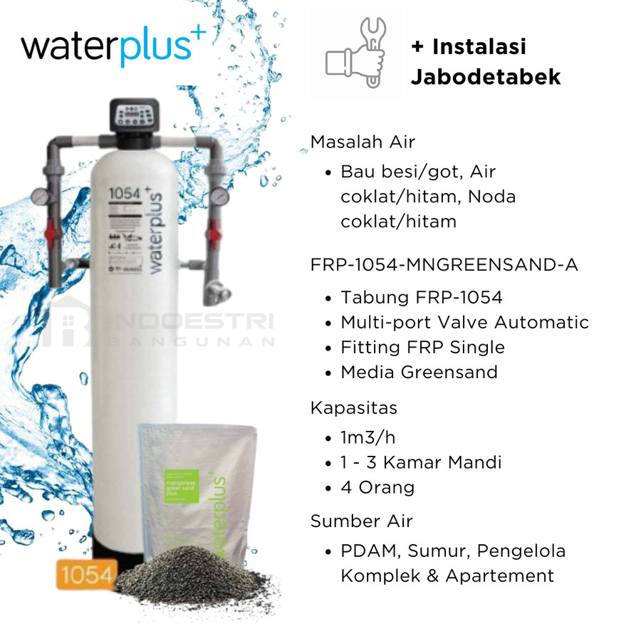 Filter Air Waterplus FRP 1054 + Media MN Greensand Plus + Fitting Set