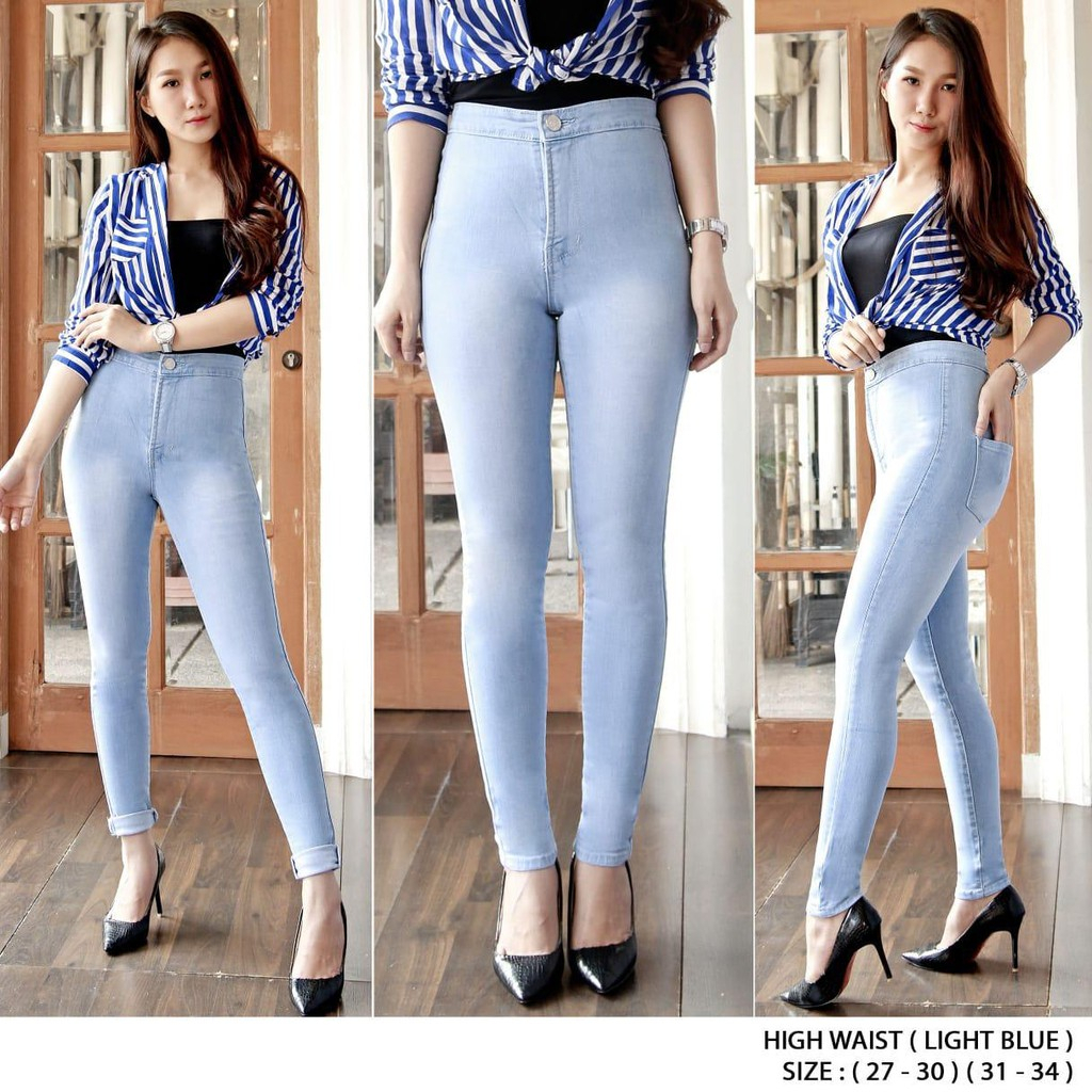 celana hw jeans wanita korean style