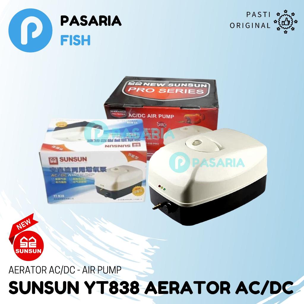 SUNSUN AC DC Aerator YT 838 / Pompa Udara / Air Pump Kolam Ikan Kapasitas Besar