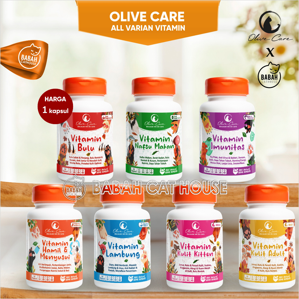 1 Kapsul VITAMIN OLIVE CARE All Varian Obat Penggemuk Kucing Anak Kitten Cat Penambah Nafsu Makan Pe