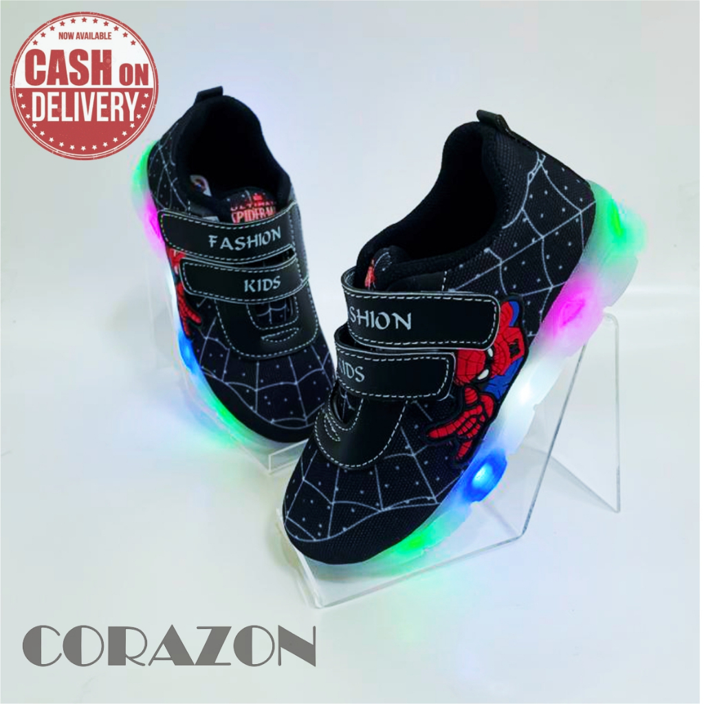 Sepatu Sneakers Anak laki-laki LED mika Motif Printing new sider  / Sneakers Anak MENYALA Best Seller