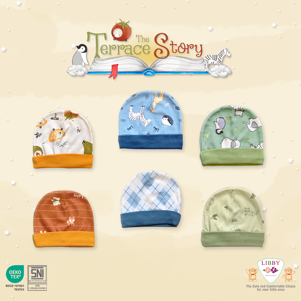 Libby Topi Bulat / Rocco Series / The Terrase Story / Libby Topi Bayi Hello Sunshine- libby motif /Topi bayi murah Tree House